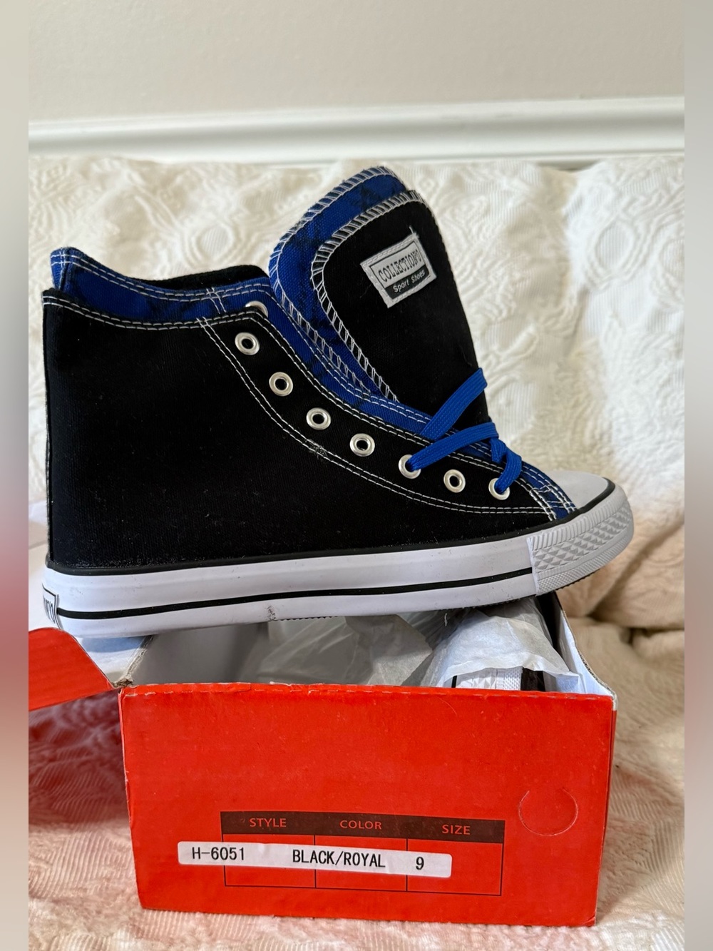 Collection 'O H-6051 Black Royal High Top Sneaker Lace Up Athletic Shoes sz W9